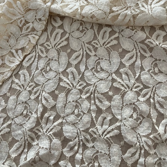 [M]Free People Cream Lace Sheer Paisley pattern Mid Sleeve Mini Dress - Picture 4 of 6